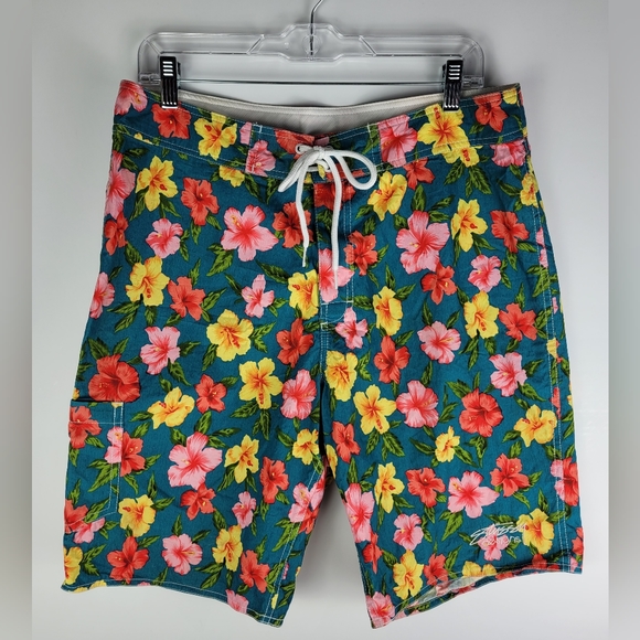 Stussy Other - Stussy Mens Hawaiian Floral Board Shorts Trunks Size 34 Surfing Beach Pool Swim